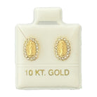 10KT Oval Virgin Mary Stud Gold Earrings with Stones - Main Front View by Silver Factory