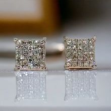 Load image into Gallery viewer, 10KT Gold 6MM Square Stud Earrings, Genuine SI Diamond - 0.26 CT
