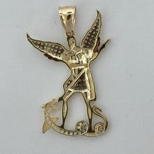 Load image into Gallery viewer, 14KT Gold Saint Michael Pendant with CZ Stones- 4mm Bail, 7.69 Grams, 2 Inches.
