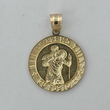 Load image into Gallery viewer, 14KT Gold Saint Christopher Pendant - 3mm Bail, 4 Grams, 1.32 Inches.
