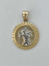 Load image into Gallery viewer, 14KT Gold Saint Christopher Pendant - 2mm Bail, 2.52 Grams, 1.16 Inches.
