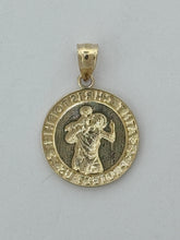 Load image into Gallery viewer, 14KT Gold Saint Christopher Pendant - 2mm Bail, 2.52 Grams, 1.16 Inches.
