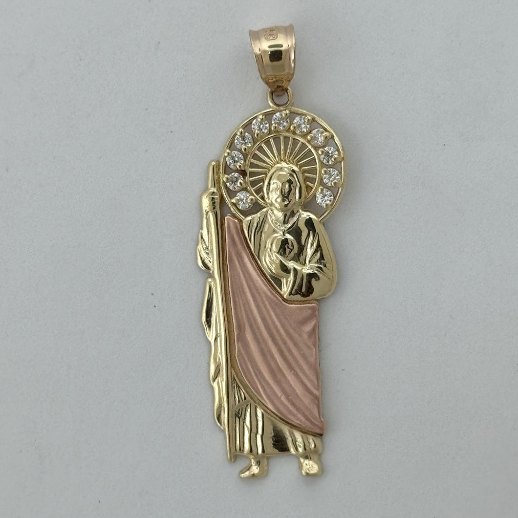 14KT Gold Saint Jude Pendant- 3mm Bail, 4.83 Grams, 2 Inches.