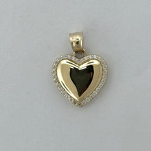 Load image into Gallery viewer, 14KT Gold Heart Pendant with CZ Stones- 1.5mm Bail, 2.3 Grams, 0.79 Inches.
