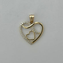 Load image into Gallery viewer, 14KT Gold Heart Pendant with CZ Stones- 2mm Bail, 2.78 Grams, 1.02 Inches.
