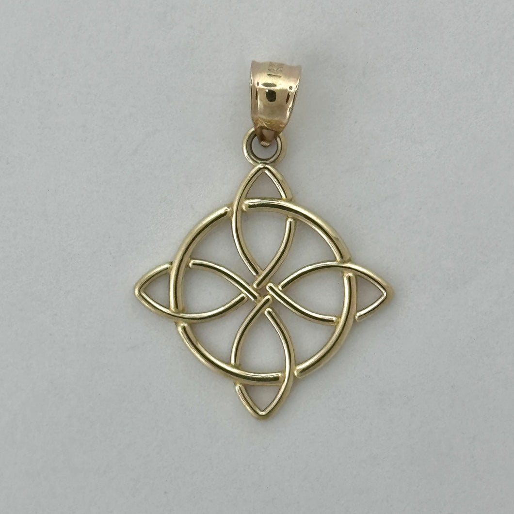 14KT Gold Witches Knot Pendant - 2mm Bail, 1.97 Grams, 1.27 Inches.