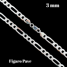 Load image into Gallery viewer, Sterling Silver Figaro Pave Chain
