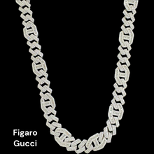 Load image into Gallery viewer, Sterling Silver Figaro Gucci CZ Necklace
