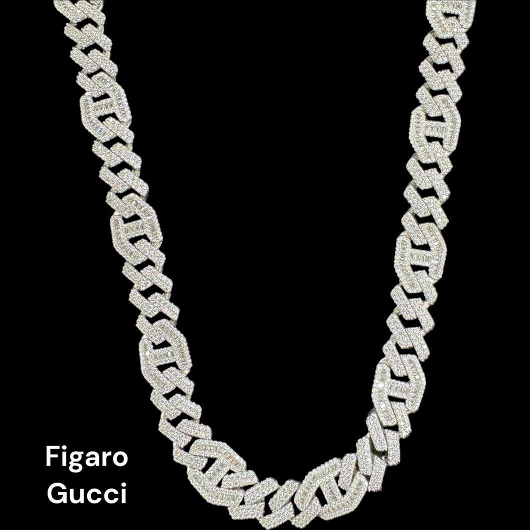 Sterling Silver Figaro Gucci CZ Necklace