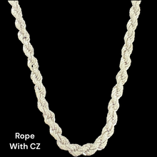 Load image into Gallery viewer, Sterling Silver Rope with CZ Necklace
