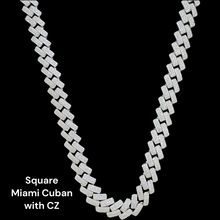 Load image into Gallery viewer, Sterling Silver Square Miami Cuban CZ Necklace
