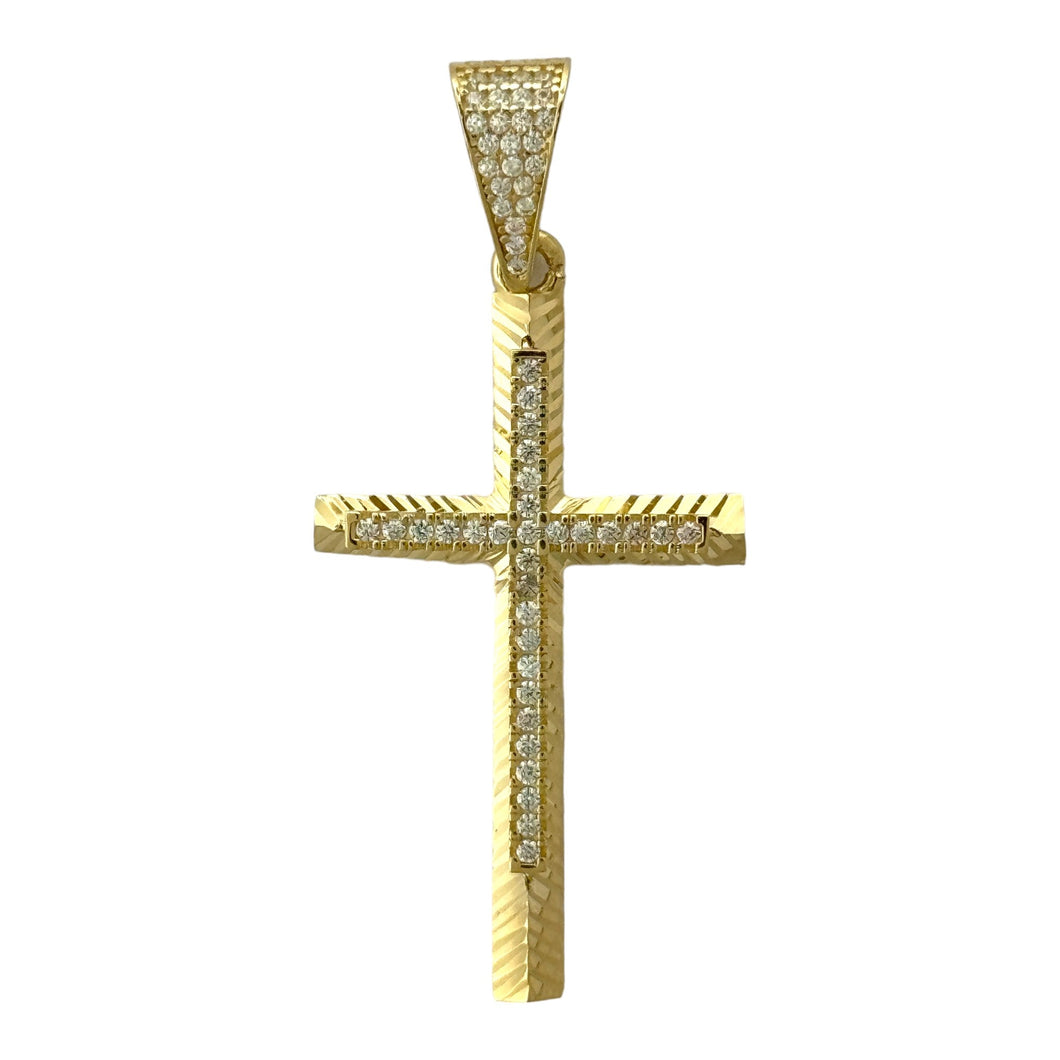 14KT Gold Cross Pendant - 5mm Bail, 4.08 Grams.