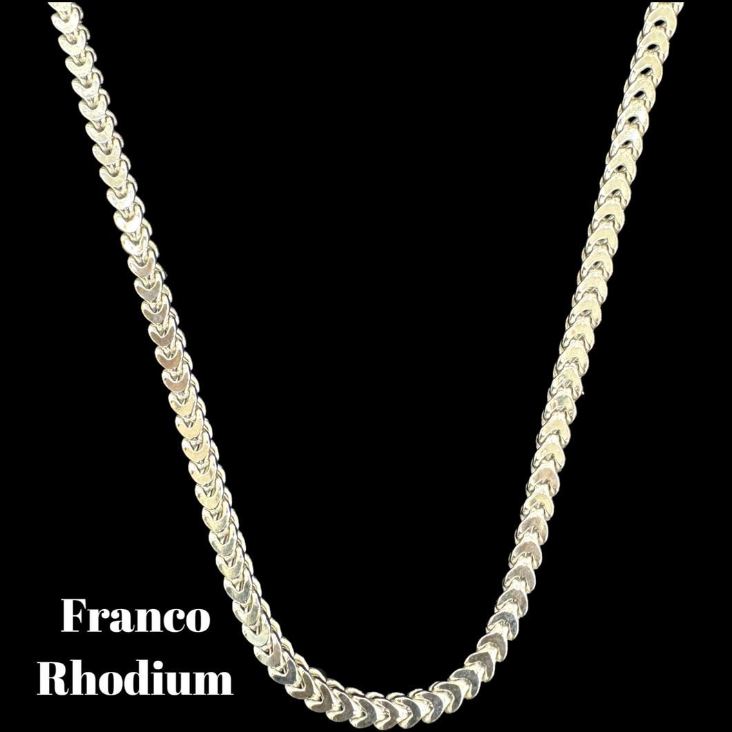 Sterling Silver Franco Rhodium Necklace