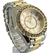 Load image into Gallery viewer, Captain Bling Two-Tone Roman Numeral Dial Watch with Pave Accents
