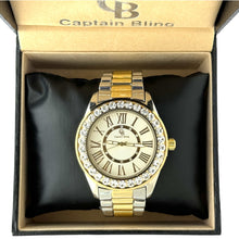 Load image into Gallery viewer, Captain Bling Two-Tone Roman Numeral Dial Watch with Pave Accents
