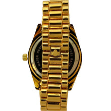 Load image into Gallery viewer, Captain Bling Gold-Tone Roman Numeral Black Dial Watch with Pave Accents
