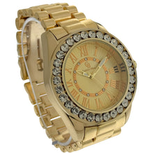 Load image into Gallery viewer, Captain Bling Gold-Tone Roman Numeral Dial Watch with Pave Accents
