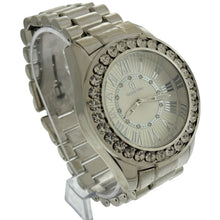 Load image into Gallery viewer, Captain Bling Silver-Tone Roman Numeral White Dial Watch with Pave Accents
