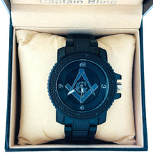 Load image into Gallery viewer, Captain Bling Masonic Watch: Black and Silver Tone Metal Band, Quartz Movement
