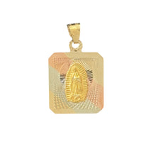 Load image into Gallery viewer, 10KT Tri Color Square Virgin Mary Pendant, 1.7g
