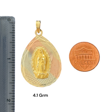 Load image into Gallery viewer, 10KT Tri Color Virgin Mary Pendants, Tear Drop style.
