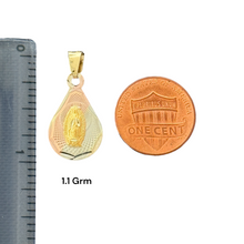 Load image into Gallery viewer, 10KT Tri Color Virgin Mary Pendants, Tear Drop style.
