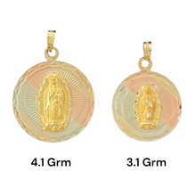 Load image into Gallery viewer, 10KT Tri-Color Gold Round Virgin Mary Pendants
