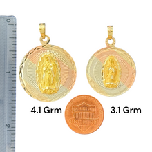 Load image into Gallery viewer, 10KT Tri-Color Gold Round Virgin Mary Pendants
