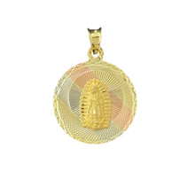 Load image into Gallery viewer, 10KT Tri Color Round Virgin Mary Pendant, 2.4g
