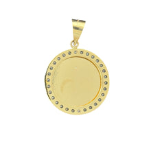 Load image into Gallery viewer, 10KT Gold Round Virgin Mary Pendant with Tri-Color Design and CZ Accents, 2.5g
