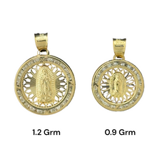 Load image into Gallery viewer, 10KT Gold Virgin Mary Pendant - Lightweight Religious Jewelry, 1.2g &amp; 0.9g
