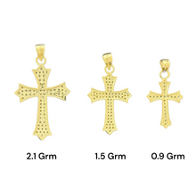 Load image into Gallery viewer, 10KT Gold Cross Pendant with CZ Stones - 0.9g, 1.5g, 2.1g
