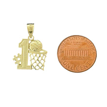Load image into Gallery viewer, 10KT Gold #1 Basketball Pendant - 2g
