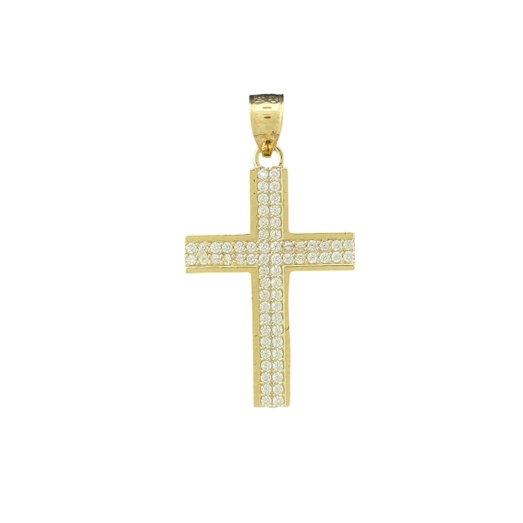 10KT Gold Cross Pendant with CZ Stones - 2g