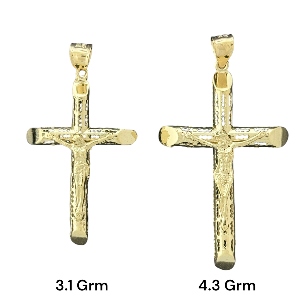 10KT Gold Crucifix Cross Pendant - 3.1g and 4.3g