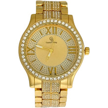 Load image into Gallery viewer, Captain Bling Gold-Tone Roman Numeral Dial Watch with Pave Accents
