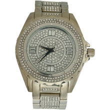 Load image into Gallery viewer, Captain Bling Silver-Tone Pave Dial Watch with Pave Accents
