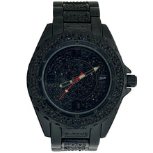 Load image into Gallery viewer, Captain Bling Black-Tone Watch with Red and Gold Hands and Pave Accents
