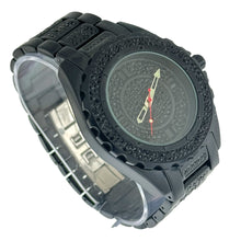 Load image into Gallery viewer, Captain Bling Black-Tone Watch with Red and Gold Hands and Pave Accents
