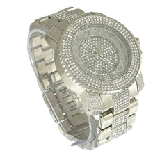 Load image into Gallery viewer, Captain Bling Silver-Tone Roman Numeral Pave Dial Watch with Pave Accents
