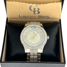 Load image into Gallery viewer, Captain Bling Silver-Tone Roman Numeral Dial Watch with Pave Accents
