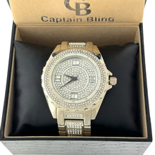 Load image into Gallery viewer, Captain Bling Silver-Tone Pave Dial Watch with Pave Accents
