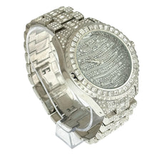 Load image into Gallery viewer, Captain Bling Silver-Tone Wavy Pave Dial Watch with Pave Accents
