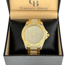 Load image into Gallery viewer, Captain Bling Gold-Tone Spiral Pave Dial Watch with Pave Accents
