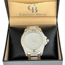 Load image into Gallery viewer, Captain Bling Silver-Tone Spiral Pave Dial Watch with Pave Accents
