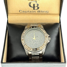 Load image into Gallery viewer, Captain Bling Black-Tone Spiral Pave Dial Watch with Pave Accents
