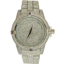 Load image into Gallery viewer, Captain Bling Silver-Tone Textured Pave Dial Watch with Pave Accents
