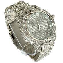 Load image into Gallery viewer, Captain Bling Silver-Tone Textured Pave Dial Watch with Pave Accents
