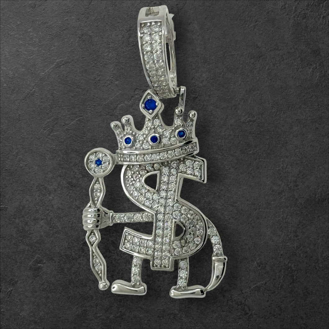 Sterling Silver CZ Dollar King Pendent