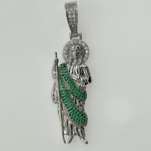 Load image into Gallery viewer, Sterling Silver CZ Saint Jude (Green) Pendent
